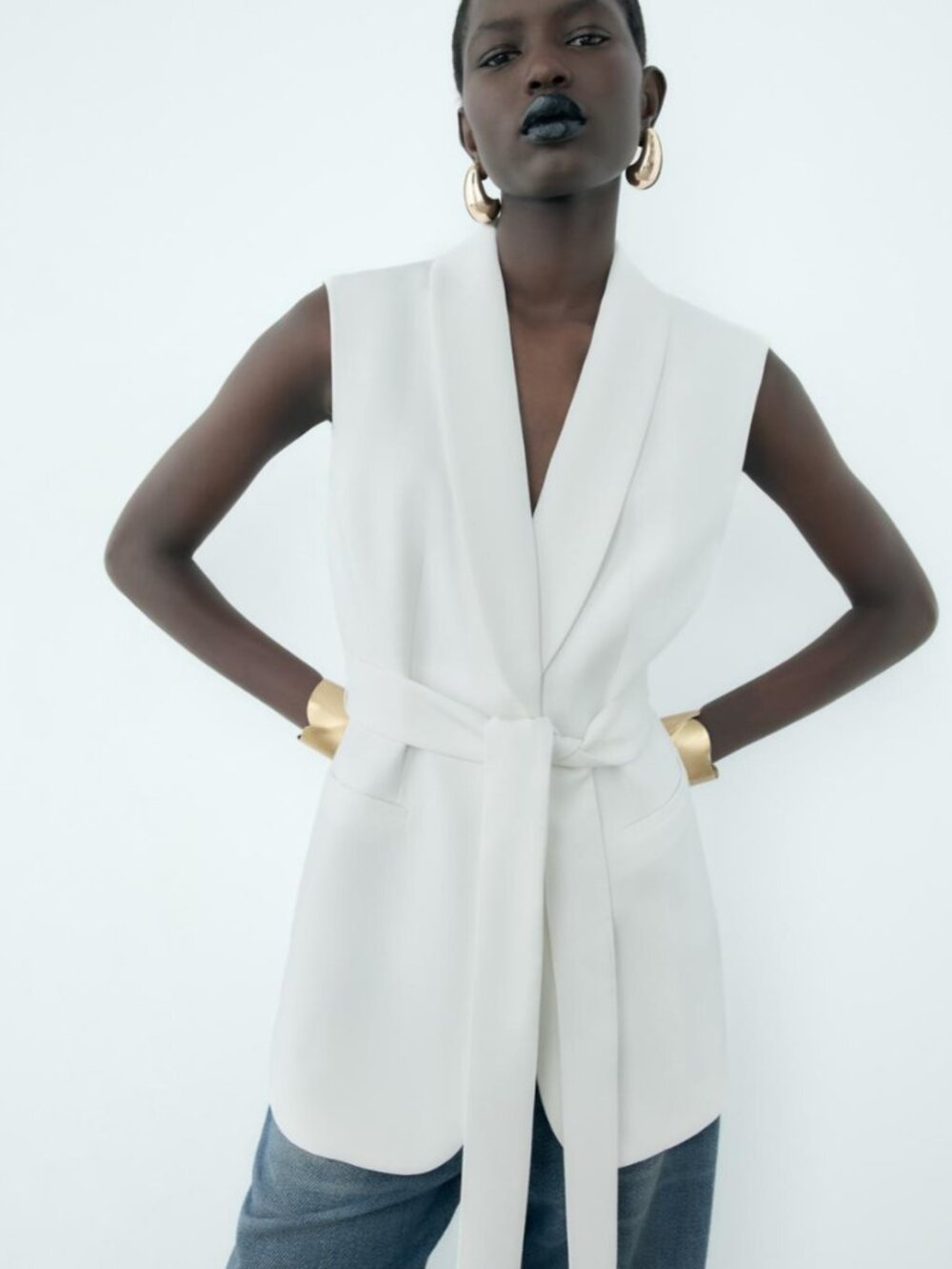 Zara TUXEDO COLLAR VEST ZW COLLECTION